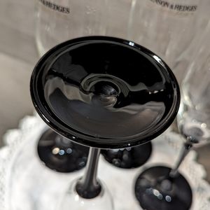 Bensen And Hedges Two Toned Black And Clear Champagne Glass Set Of 4